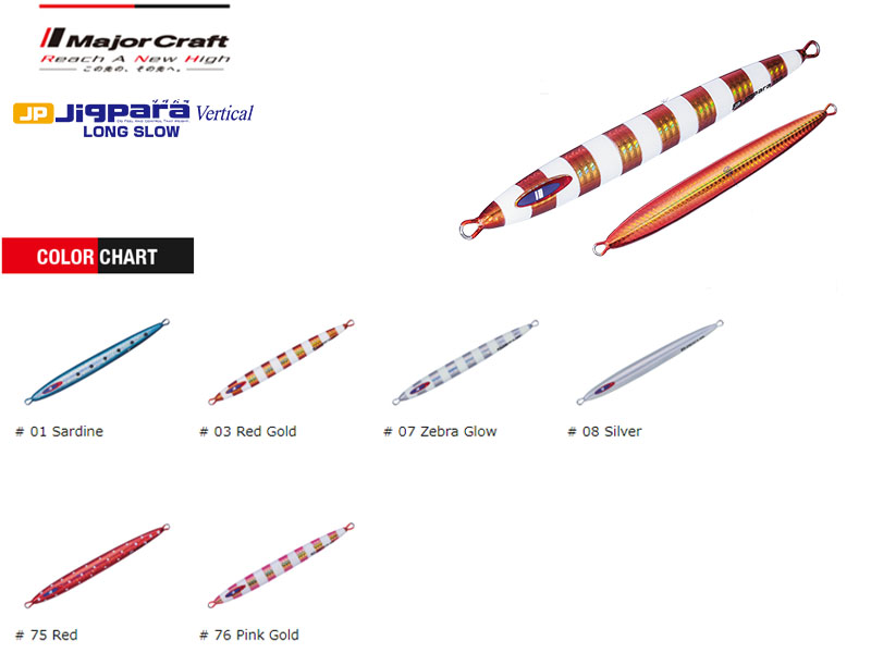 Major Craft Jigpara Vertical Long Slow (Weight: 200gr, Color: #76 Pink Gold)