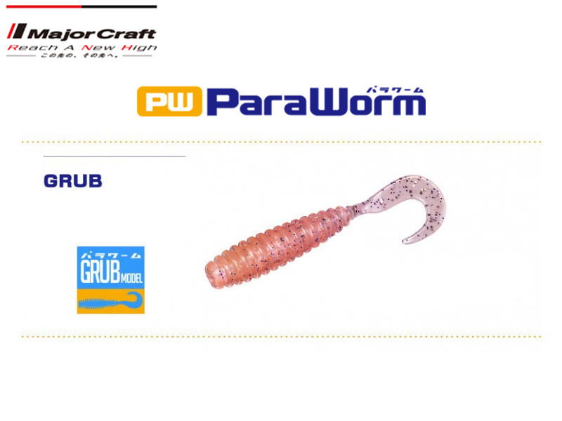 Major Craft Paraworm Grub (Length: 5.85cm, Color: #108 Keimura Orange, Pack: 7pcs)
