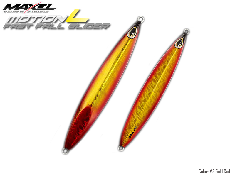 Maxel Dragonfly Jigs Motion L Fast Fall Slider (Length: 175mm, Weight: 200gr, Color: #3 Gold Red)