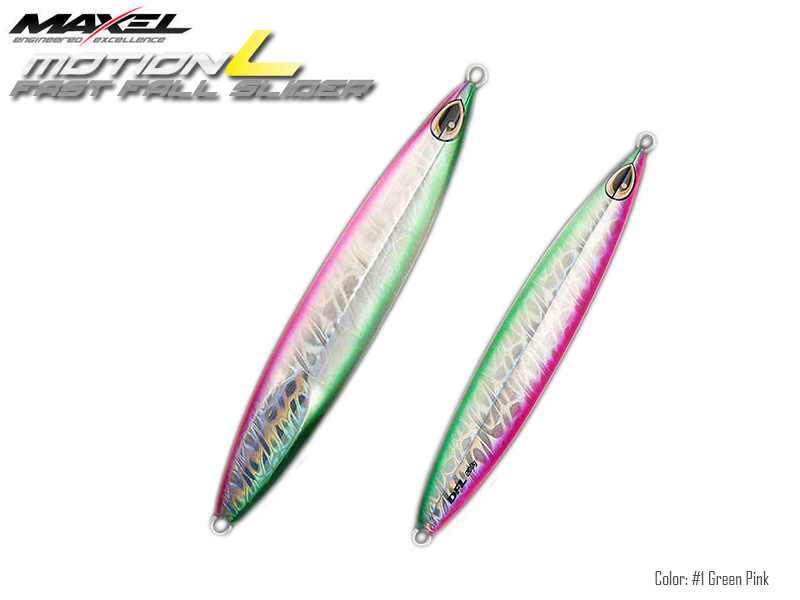 Maxel Dragonfly Jigs Motion L Fast Fall Slider (Length: 175mm, Weight: 200gr, Color: #1 Green Pink)
