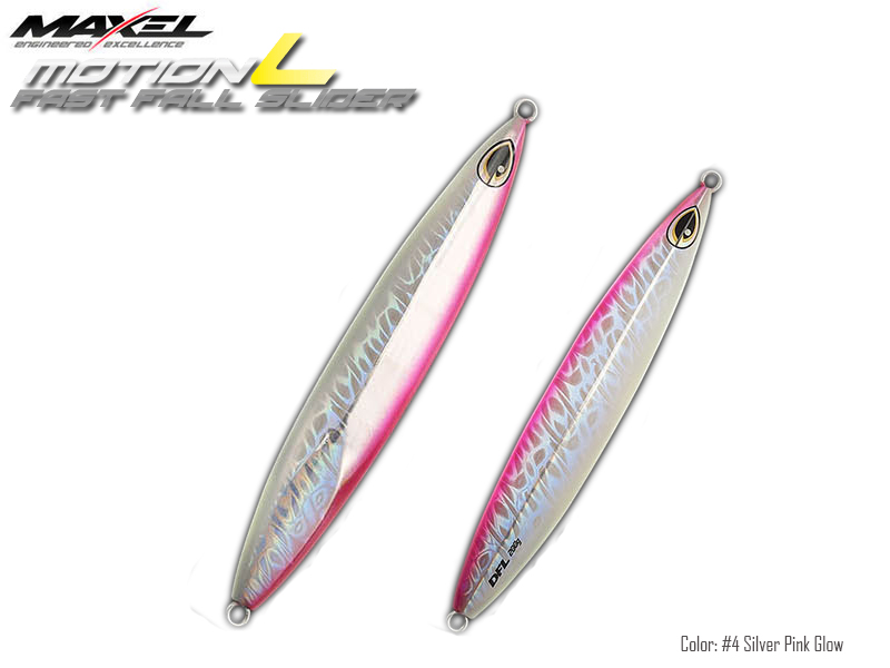 Maxel Dragonfly Jigs Motion L Fast Fall Slider (Length: 175mm, Weight: 200gr, Color: #4 Silver Pink Glow)