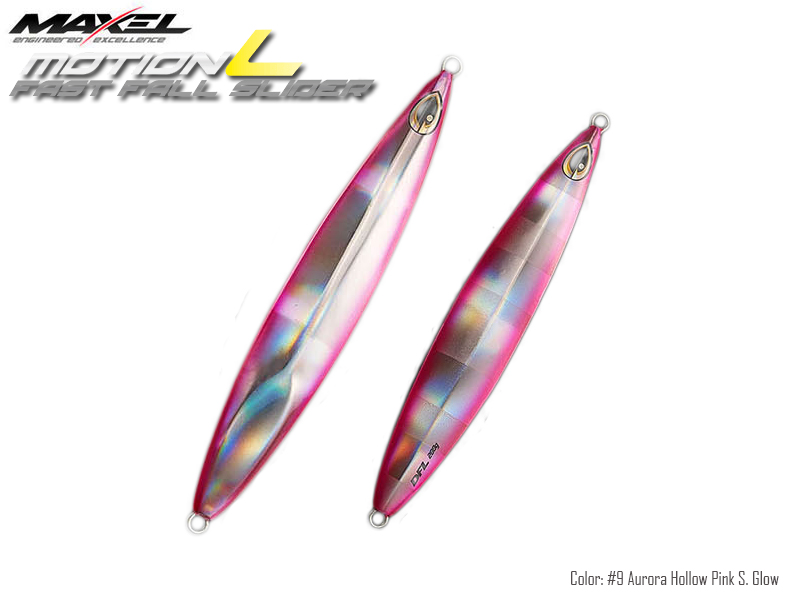 Maxel Dragonfly Jigs Motion L Fast Fall Slider (Length: 175mm, Weight: 200gr, Color: #9 Aurora Hollow Pink Silver Glow)