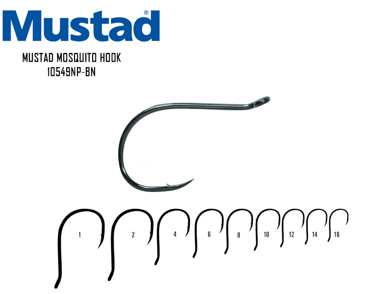 Mustad Mosquito Hook 10549NP-BN (Size: 1, Pack: 10pcs)