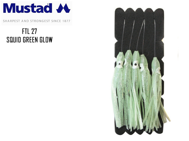 Mustad FTL27 Squid Green Glow Size: 6/0