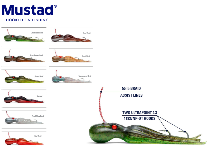Mustad Mini InkVader Octopus Lure With Double Assist Hooks ( Length: 10cm, Weight: 20gr, Color: Natural Devil)