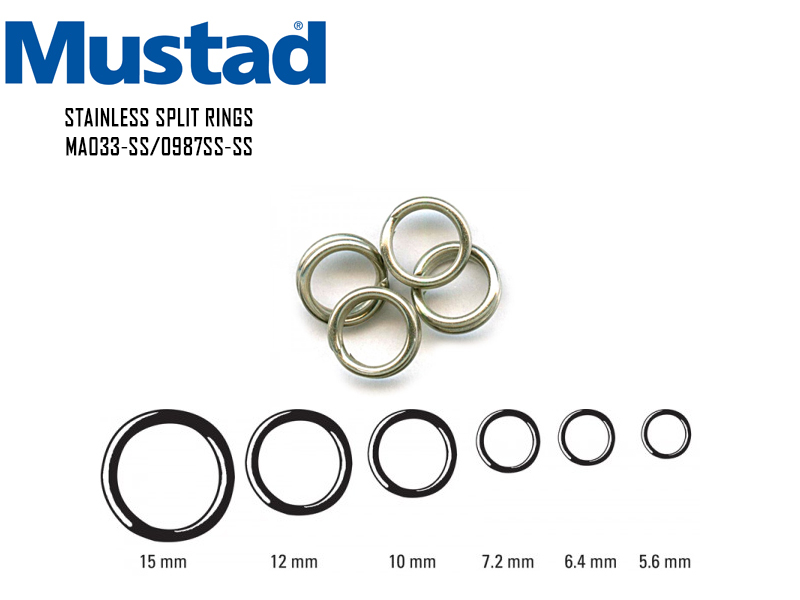 Mustad Stainless Split Rings MA033-SS (Size: 4.8mm, Breaking Strength: 10kg, Pack: 10pcs)