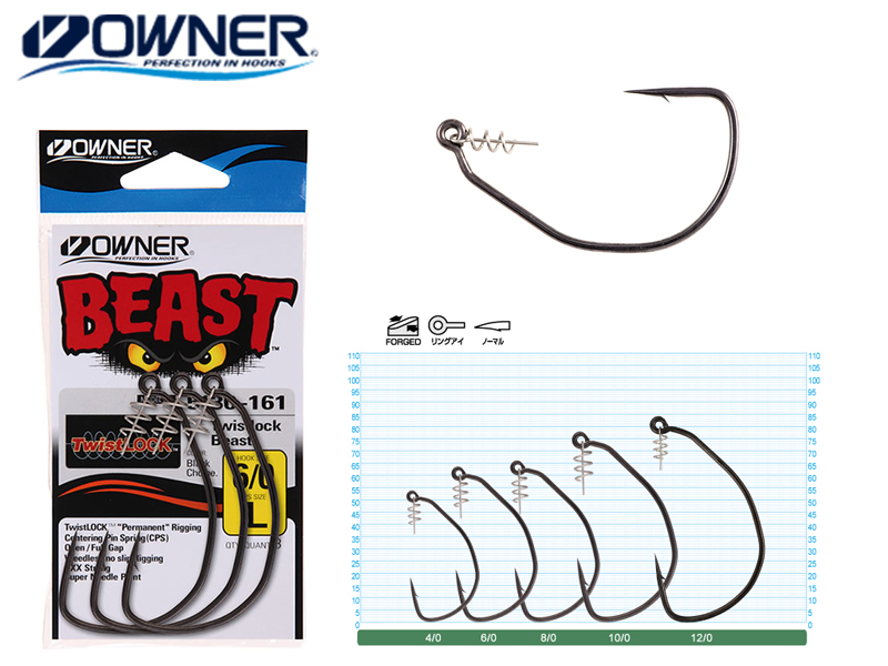 Owner Twistlock Beast Hook (Size: 4/0, CPS Size: M, Pack: 3pcs)