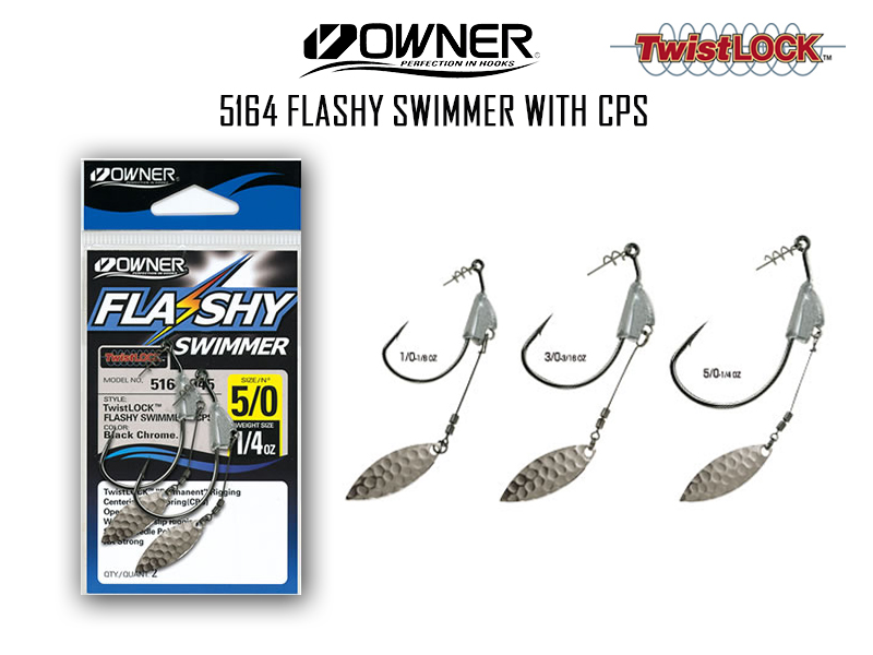 Owner 5164 Flashy Swimmer with CPS (Weight: 3/16oz, Hook Size: 3/0, Pack: 2pcs)
