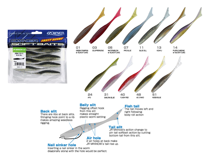 Owner JR Minnow (Length: 113mm, Color: #01)