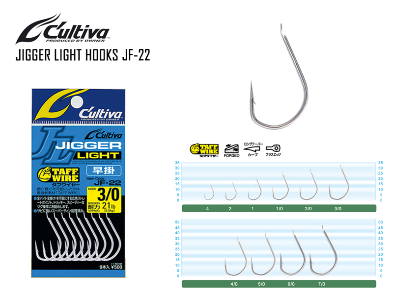 Cultiva Jigger Light JF-22 (Size: 1, Strength: 14b, Pack: 11pcs)