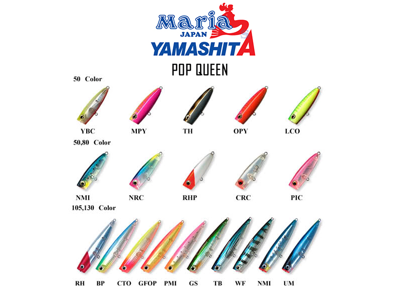Yamashita Pop Queen Popper (Length: 105mm, Weight: 28g, Colour: WF)