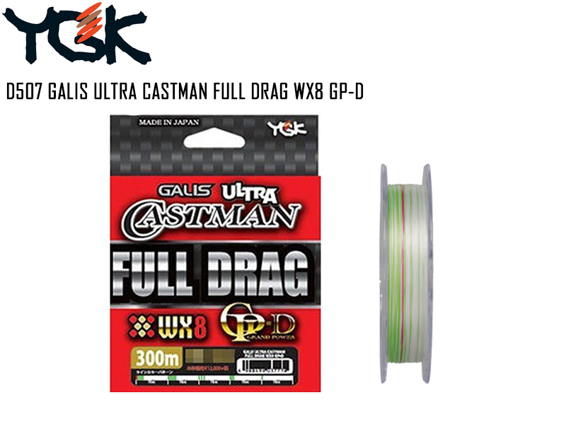 YGK D507 GALIS Ultra Castman Full Drag WX8 GP-D (Length: 300mt, P.E: 2.0, Strength: 38LB)